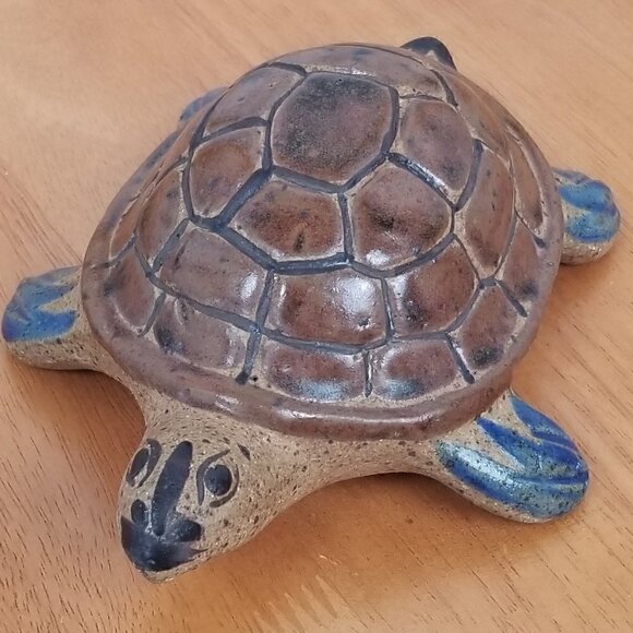 Mexican Pottery Glazed Tortoise Clay Folk Art 7" x 5" x 3" - Picture 3 of 6